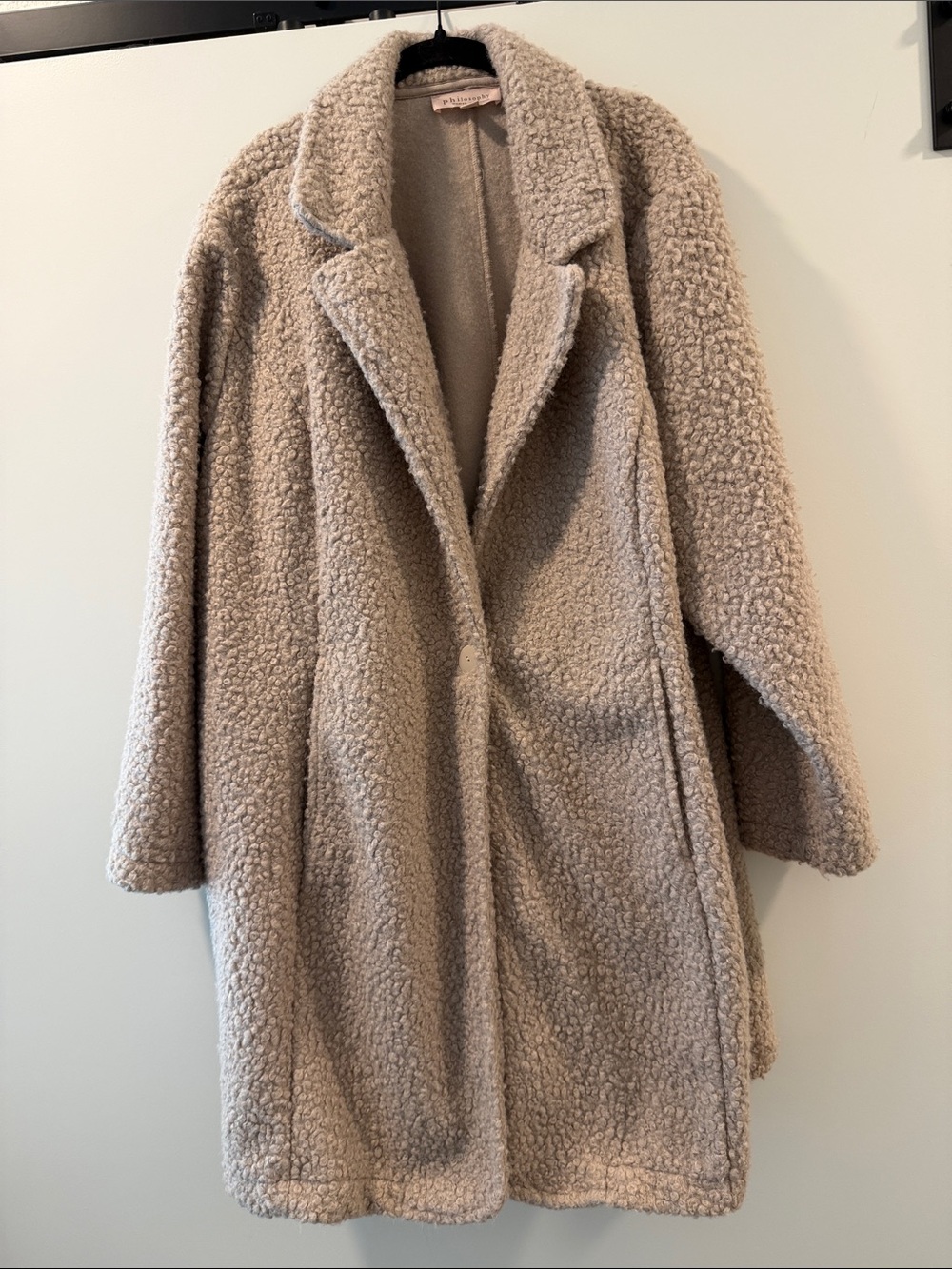 Philosophy Plush Teddy Coat in Light Beige